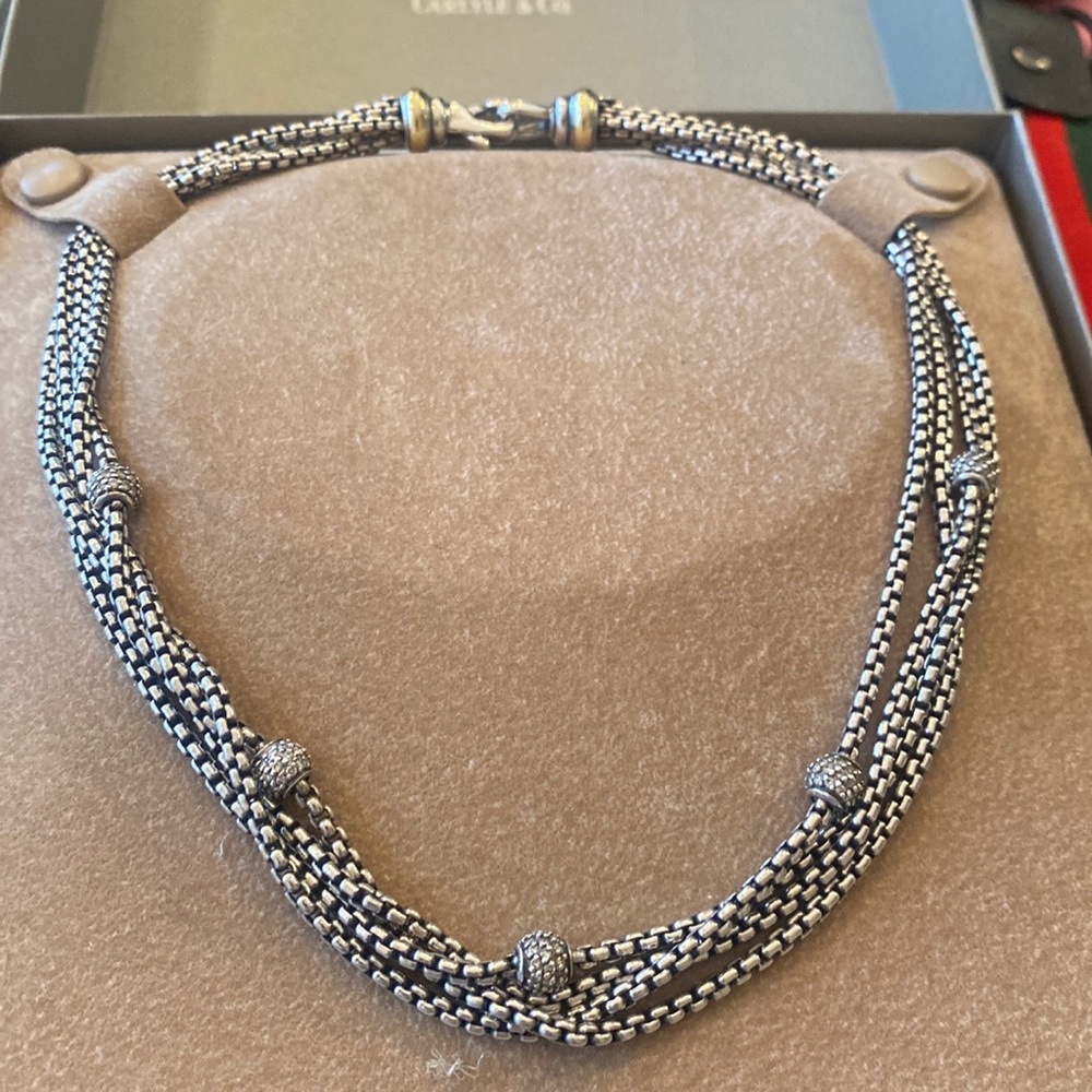 David Yurman Sterling Silver
Diamond Multi-Strand Necklace.